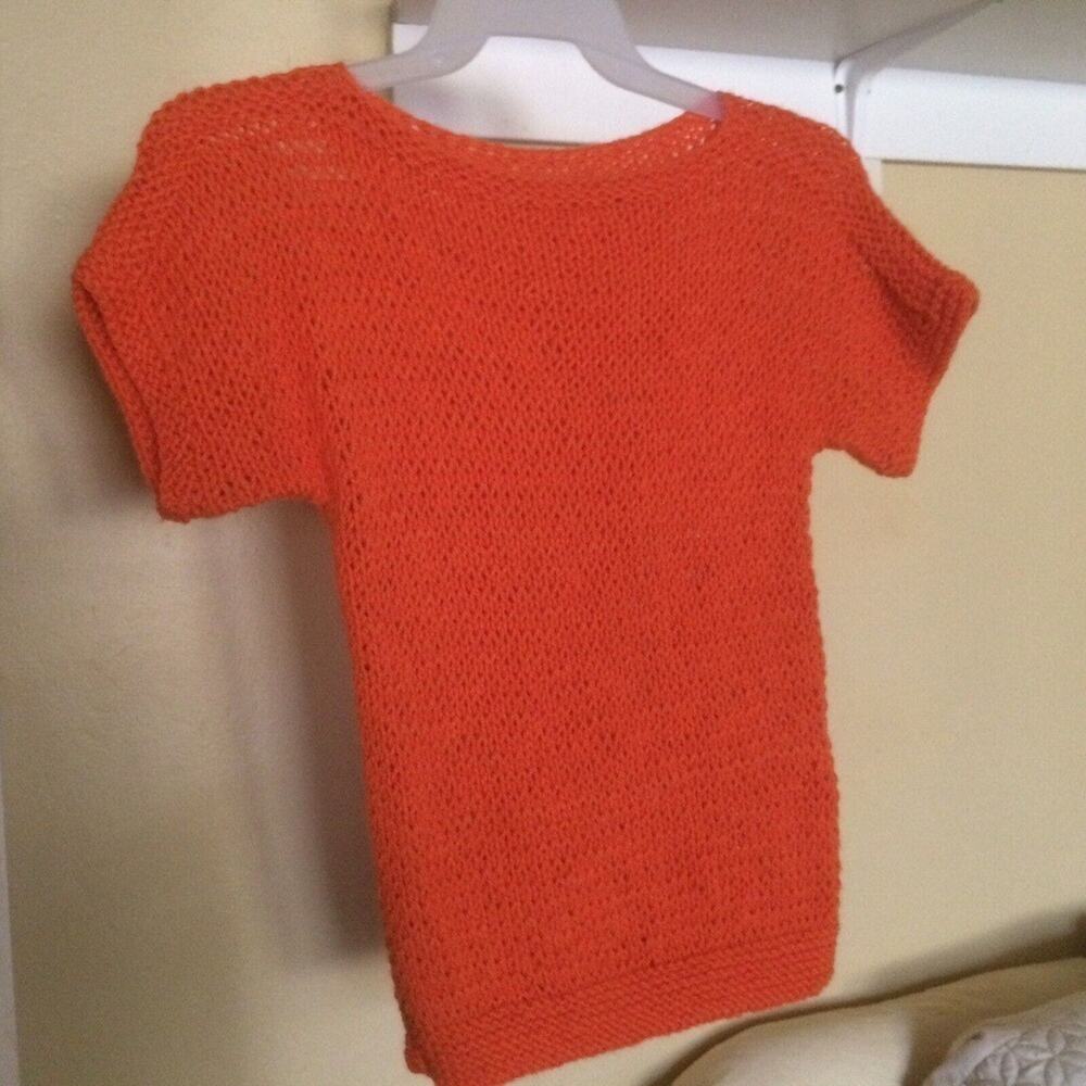 Unbranded Open Knit Sweater Orange SzM/L Short Sleeves Round Neck Pre-Owned